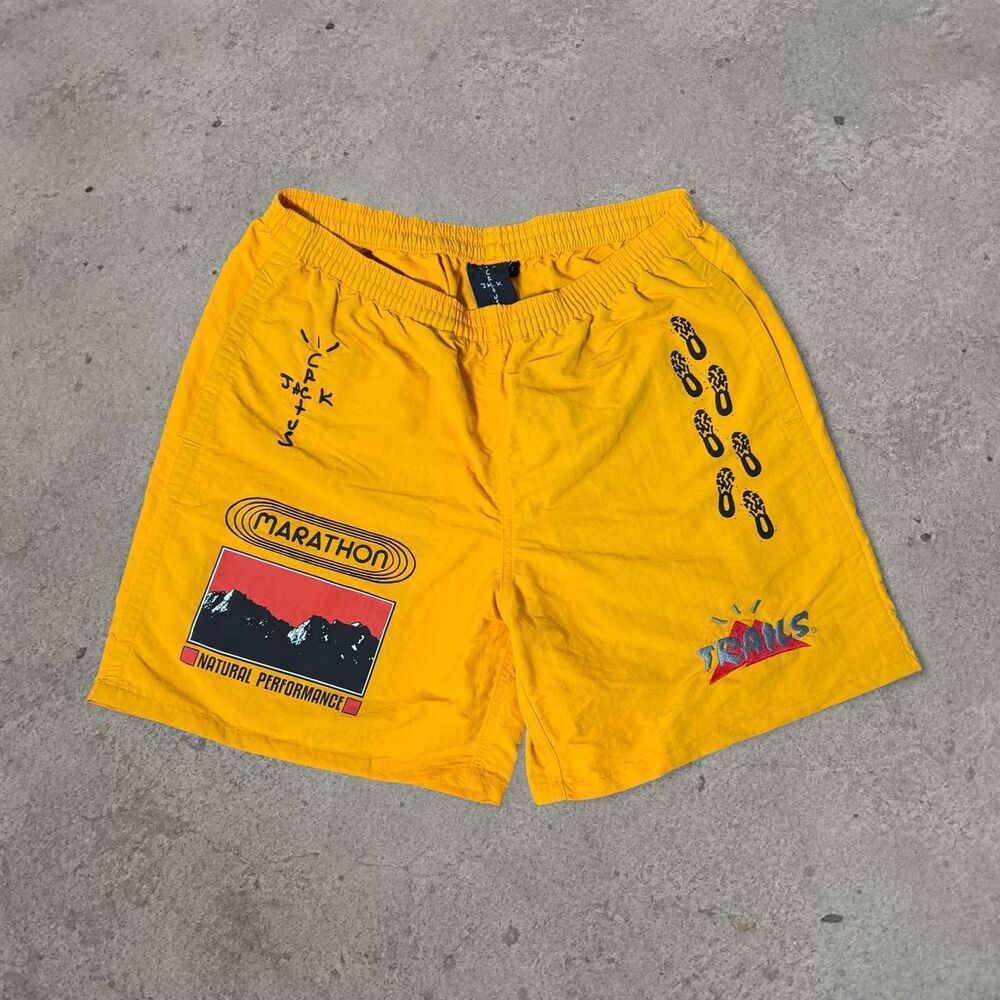 Cactus Jack Marathon Natural Performance Men's Yellow Athletic Shorts Travis Sco